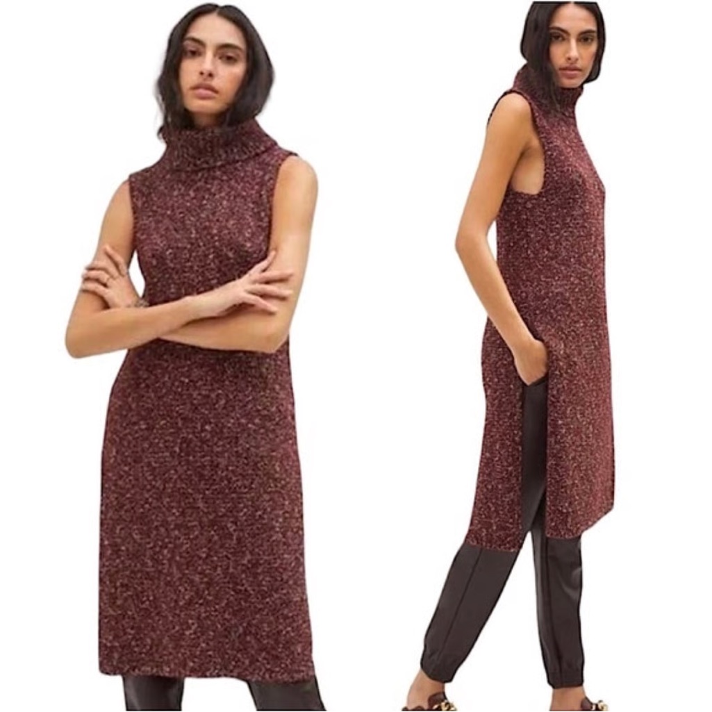 Anthropologie Sleeveless Knit Turtleneck Tunic Sweater Dress Size Xs